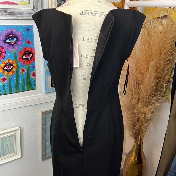 Banana Republic NWT Sheath Black Midi Dress 95%wool+spandex stretch Sleeveless - Picture 10 of 16